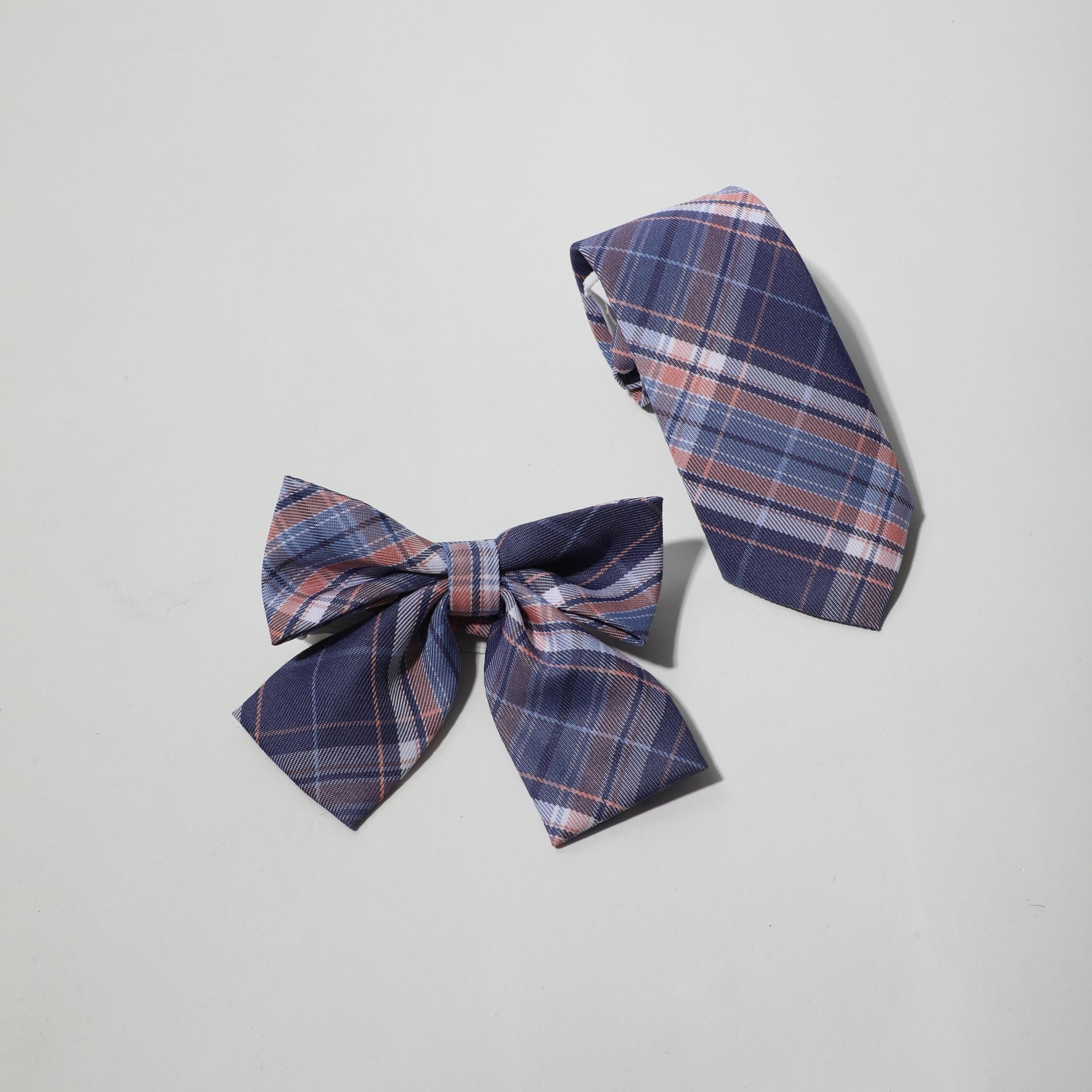Purple Striped Bow Tie & Neck Tie Set Casual College Style Adjustable