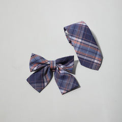 Purple Striped Bow Tie & Neck Tie Set Casual College Style Adjustable