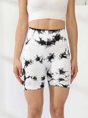 Tie Dye Yoga Workout Shorts High Waist Athletic Running Sports Shorts