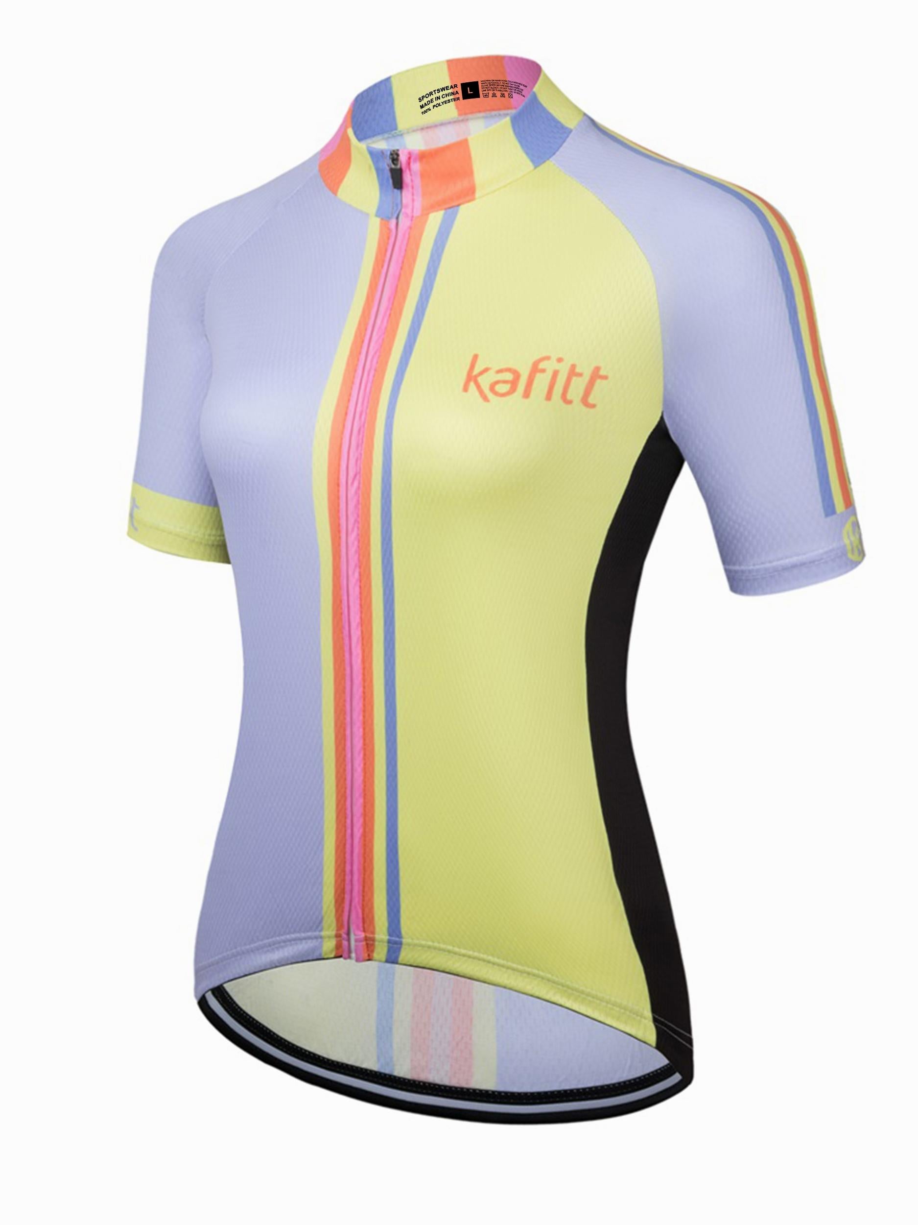 Women's Stylish Block Mountain Bike Jersey with Mock Neck Zipper