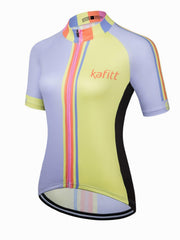 Women's Stylish Block Mountain Bike Jersey with Mock Neck Zipper