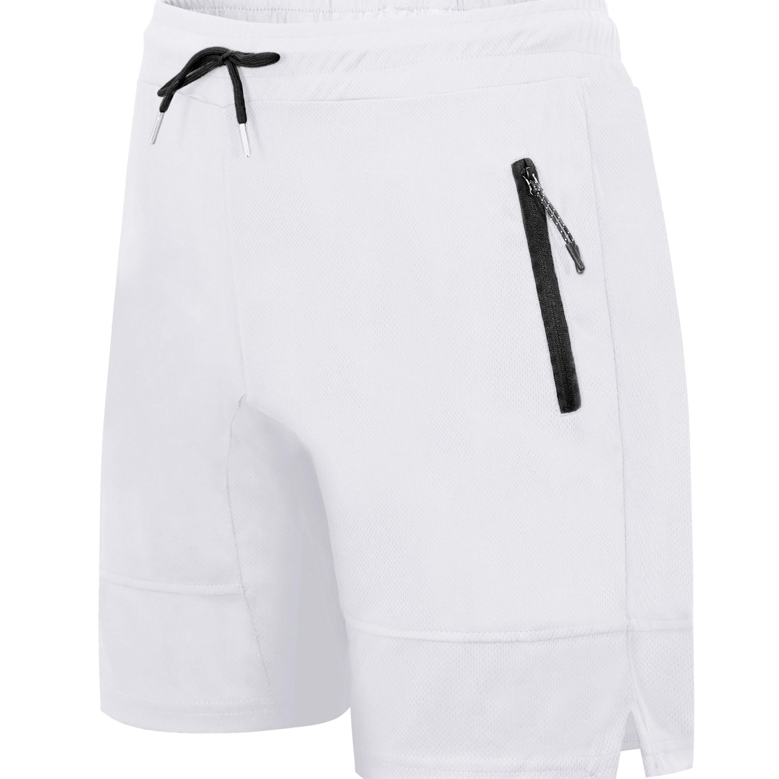 Men's Casual Active Zipper Pockets Shorts Stretch Waist Sports Shorts