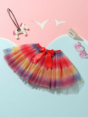 Sequin Stars Bow Front Mesh Tutu Skirt for Girls