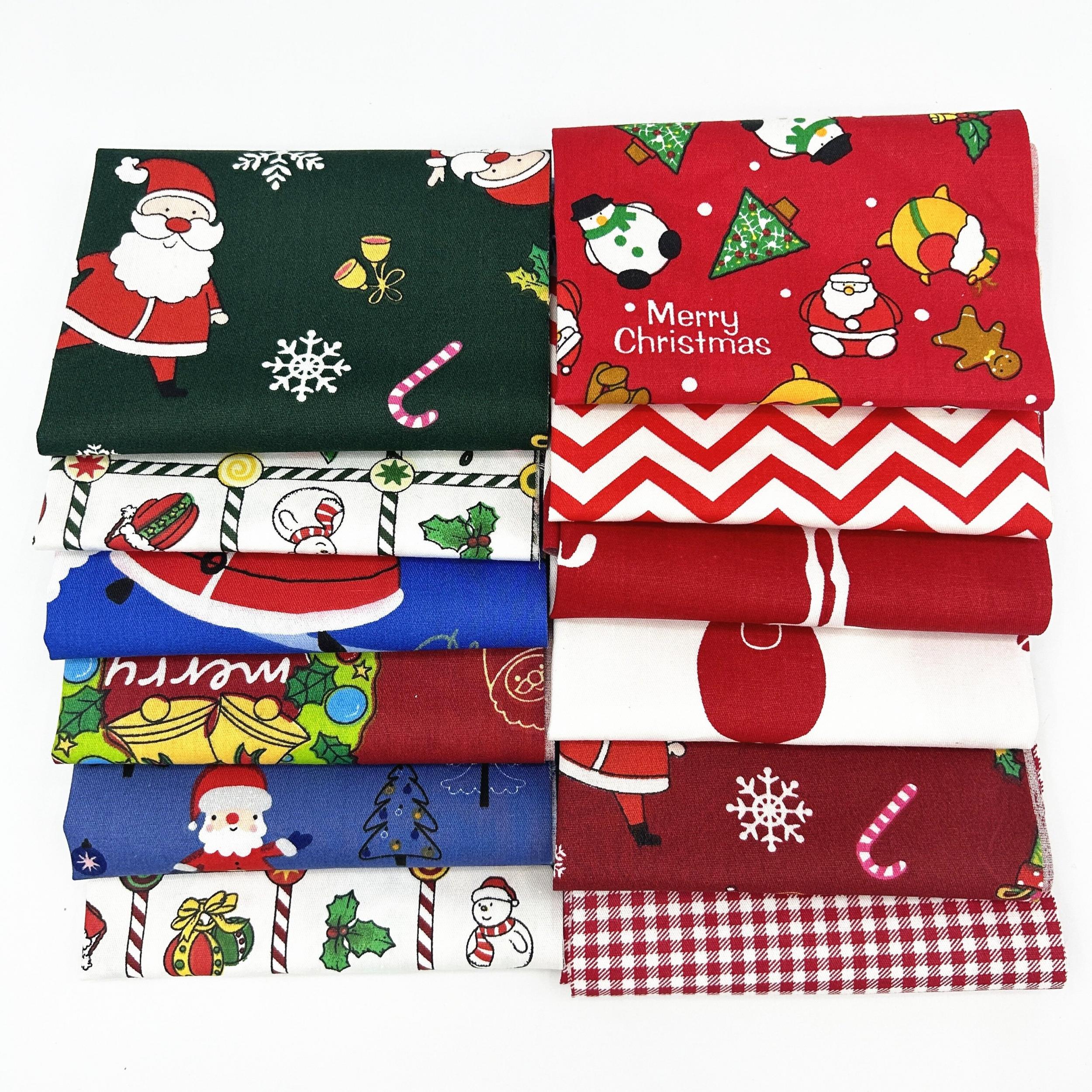 12pcs Cotton Christmas Cloth Set DIY Patchwork Pure Cotton Christmas Deco
