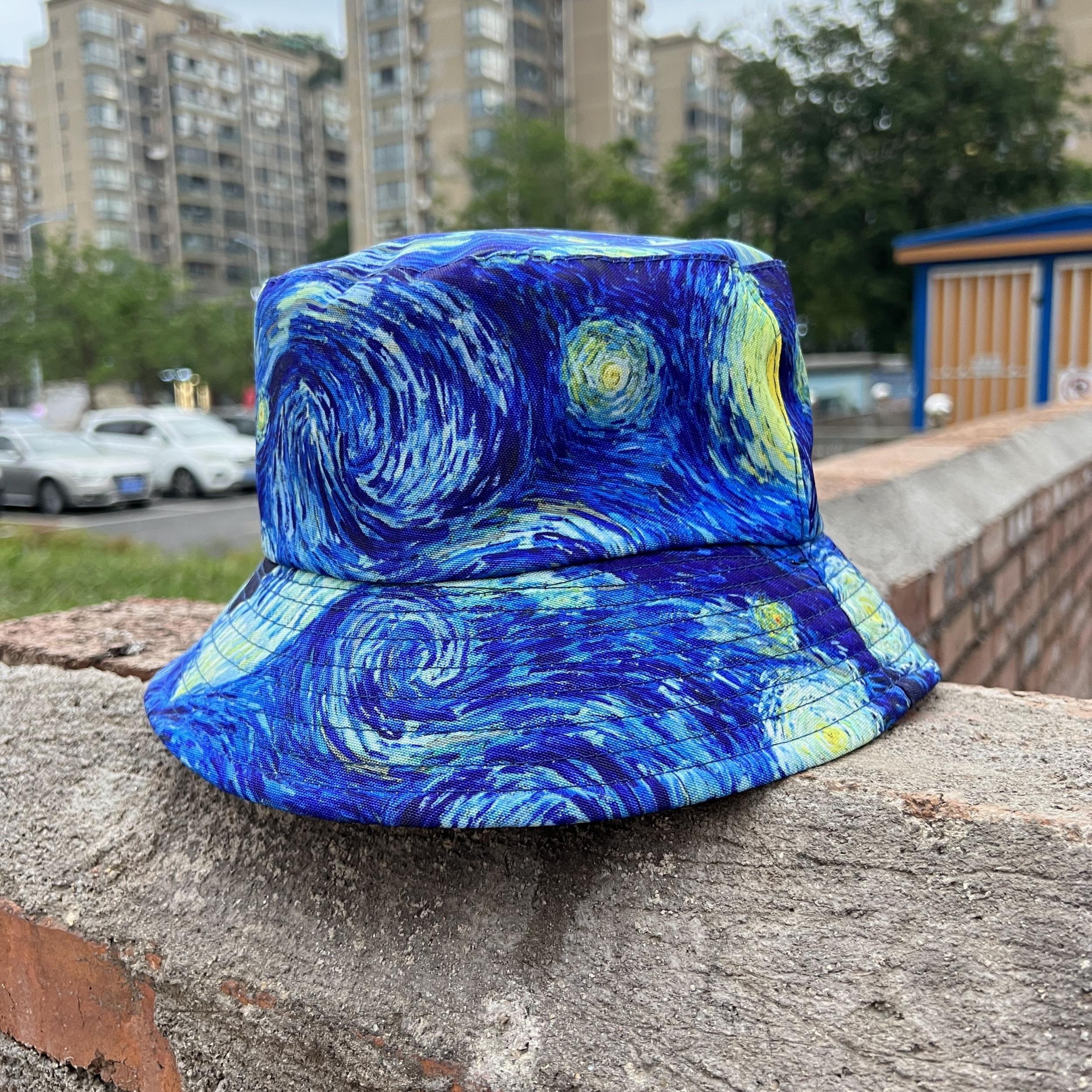 Sunshade Hat Fisherman Hat Starry Sky Oil Painting Breathable Hats