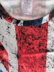 Men's Vintage British Flag Print T shirt Mid Stretch Crew Neck Tee