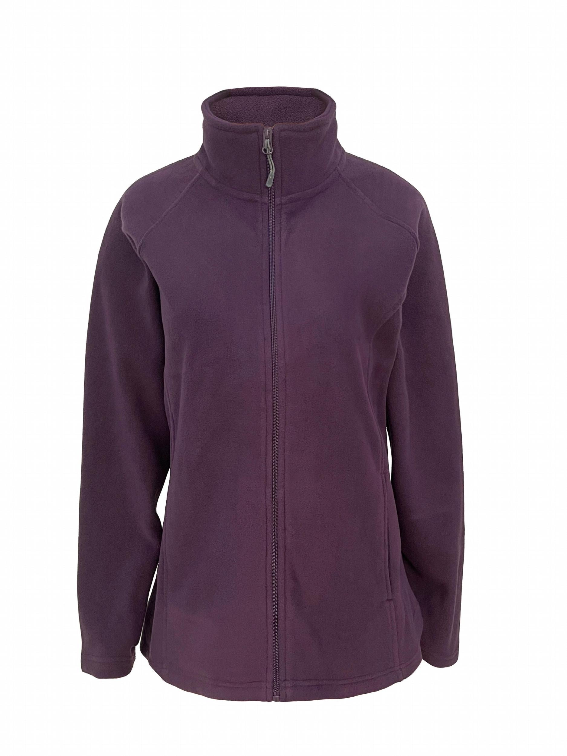 Women's Solid Fleece Sports Jacket Zipper Up Outdoor Workout Top