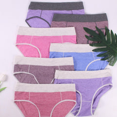 7 Pack Plus Size Panties Set - Colorblock Contrast Binding - Seamless