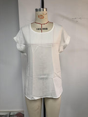 Ribbed Short Sleeve Round Neck Top