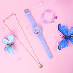 3pcs Girls' Quartz Watch Bracelet Set European Style LED Glow in the Dark