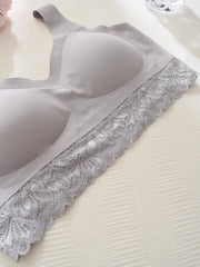4pcs Lace Wireless Bras Comfy Stretch Intimates Bra Women's Lingerie