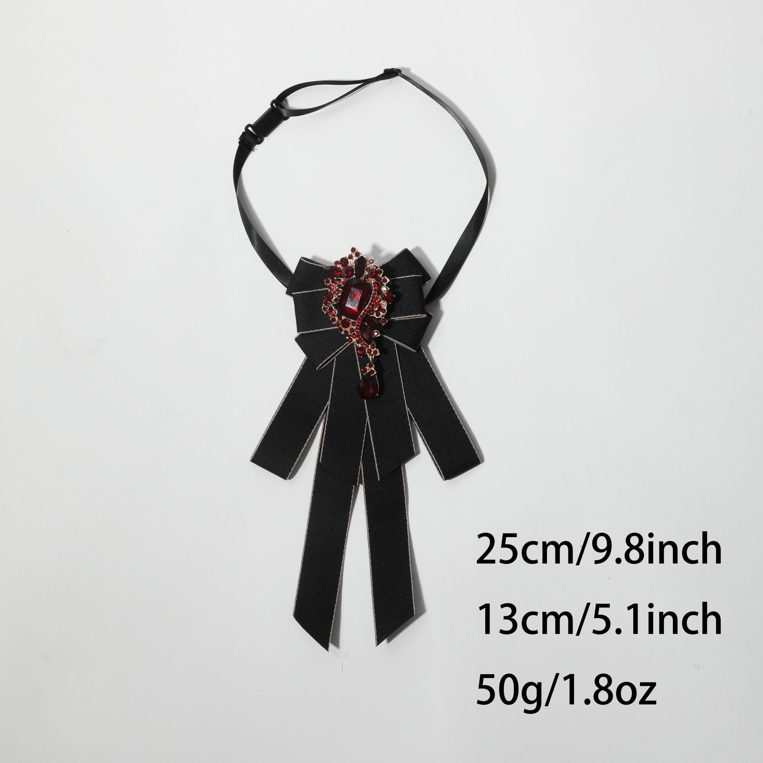 Red Crystal Decor Bow Tie Baroque Bowknot Necktie For Women