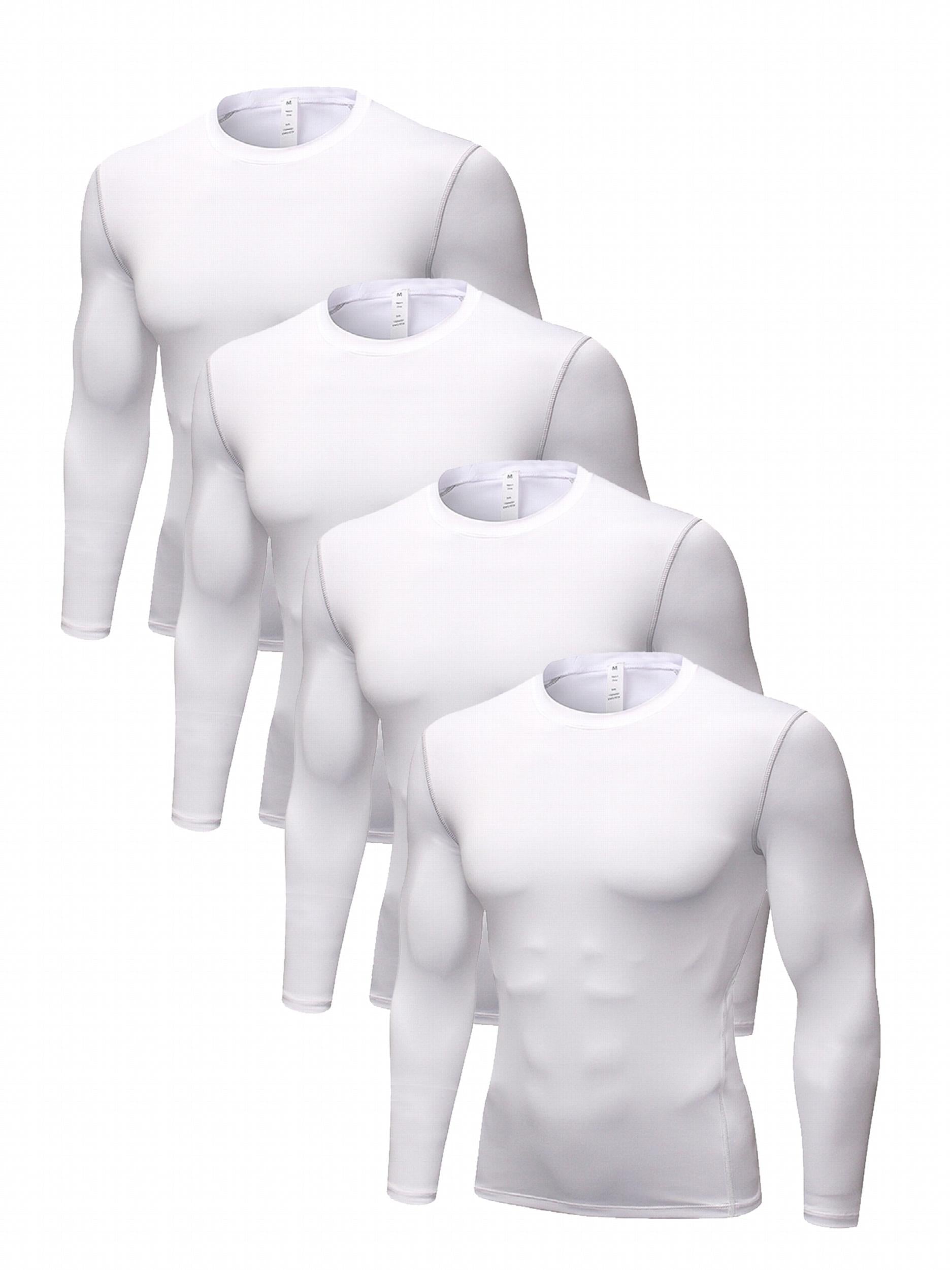 4 Pcs Men's Comfy Sports Compression T-shirts for Fitness Activities