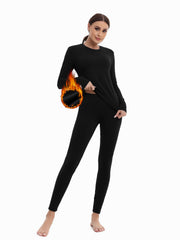 2pcs Thermal Sports Sets Long Sleeve Base Layer Shirt & Warm Leggings