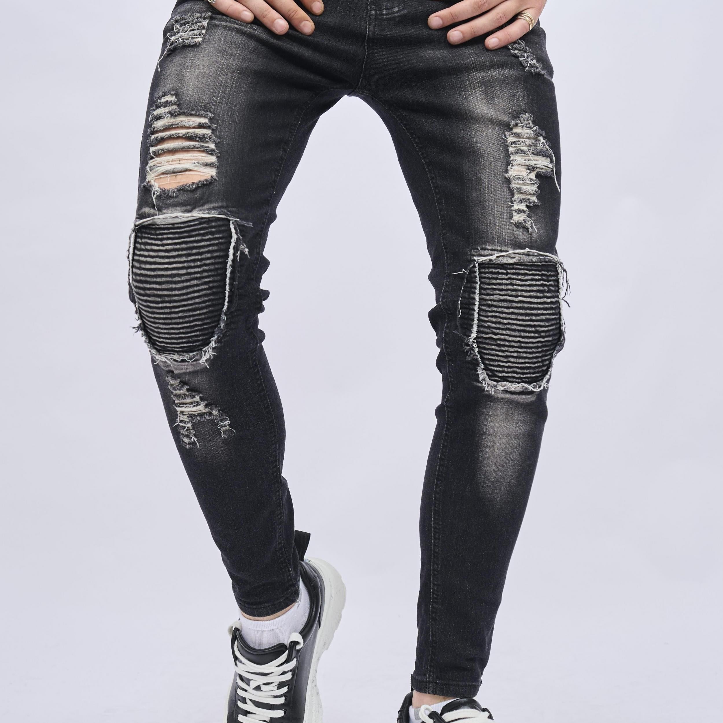 Men's Knee Ripped Hip Hop Style Skinny Jeans