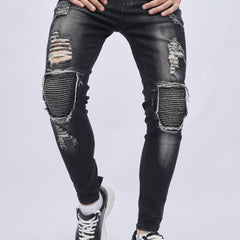 Men's Knee Ripped Hip Hop Style Skinny Jeans