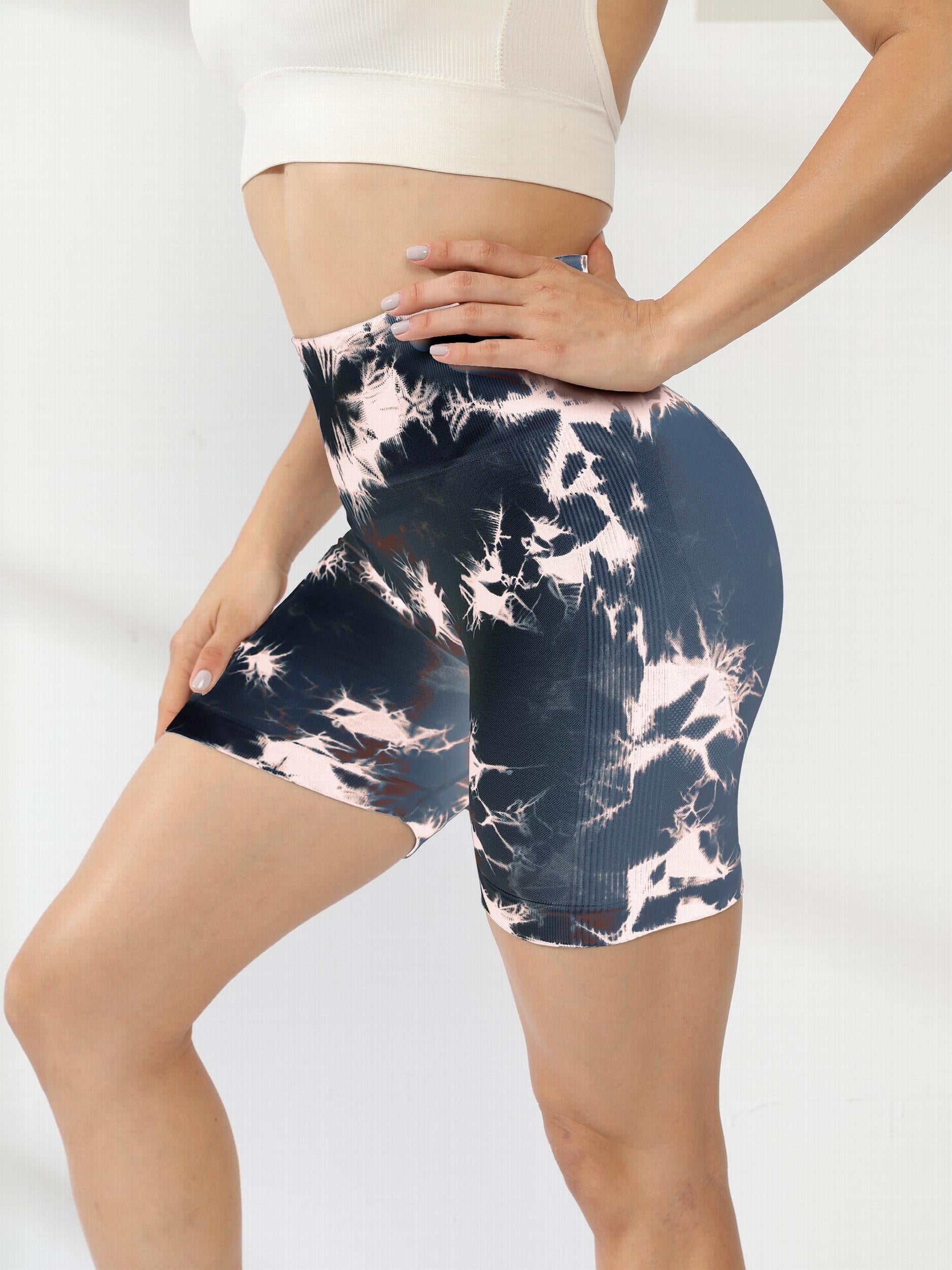 High Waist Tie Dye Yoga Shorts for Women