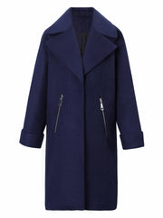 Solid Notched Collar Coat Women's Outerwear