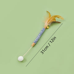 Catnip Teething Stick Cat Toy with Feathers and Bells