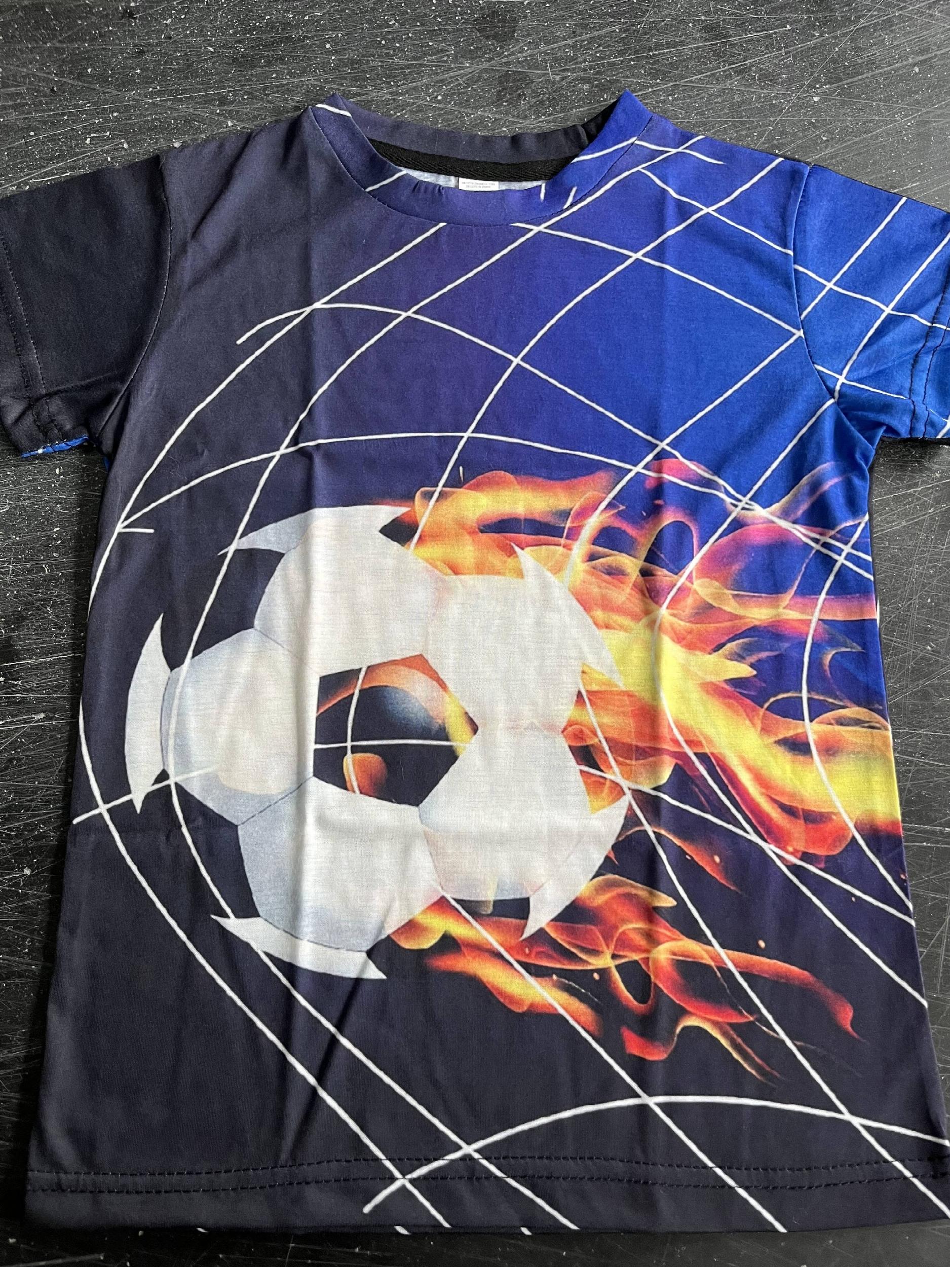 Active Boy's Football Graphic T Shirt 3D Print Short Sleeve Tee