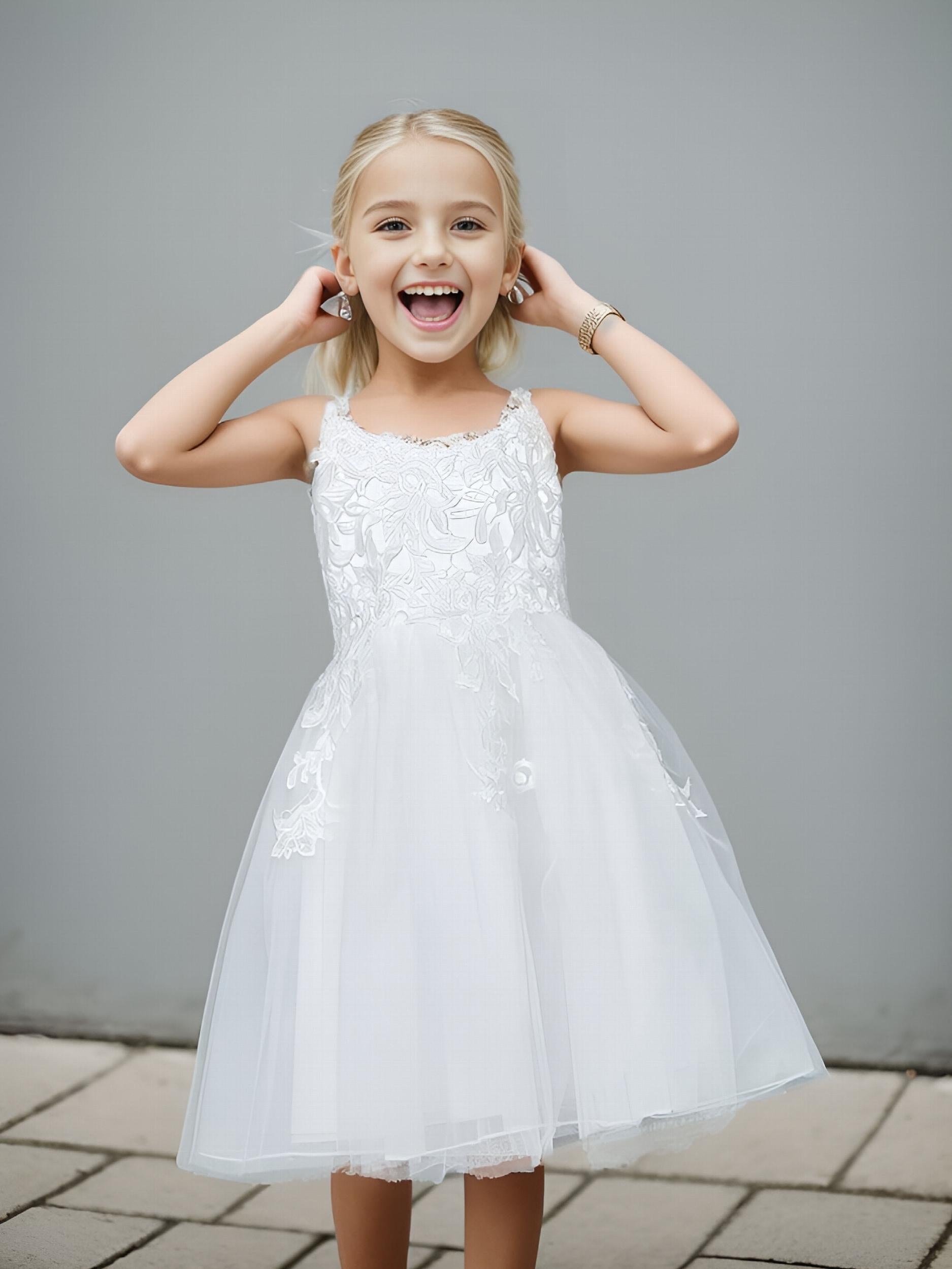 Girls' Lace Suspender Mesh Tutu Dress