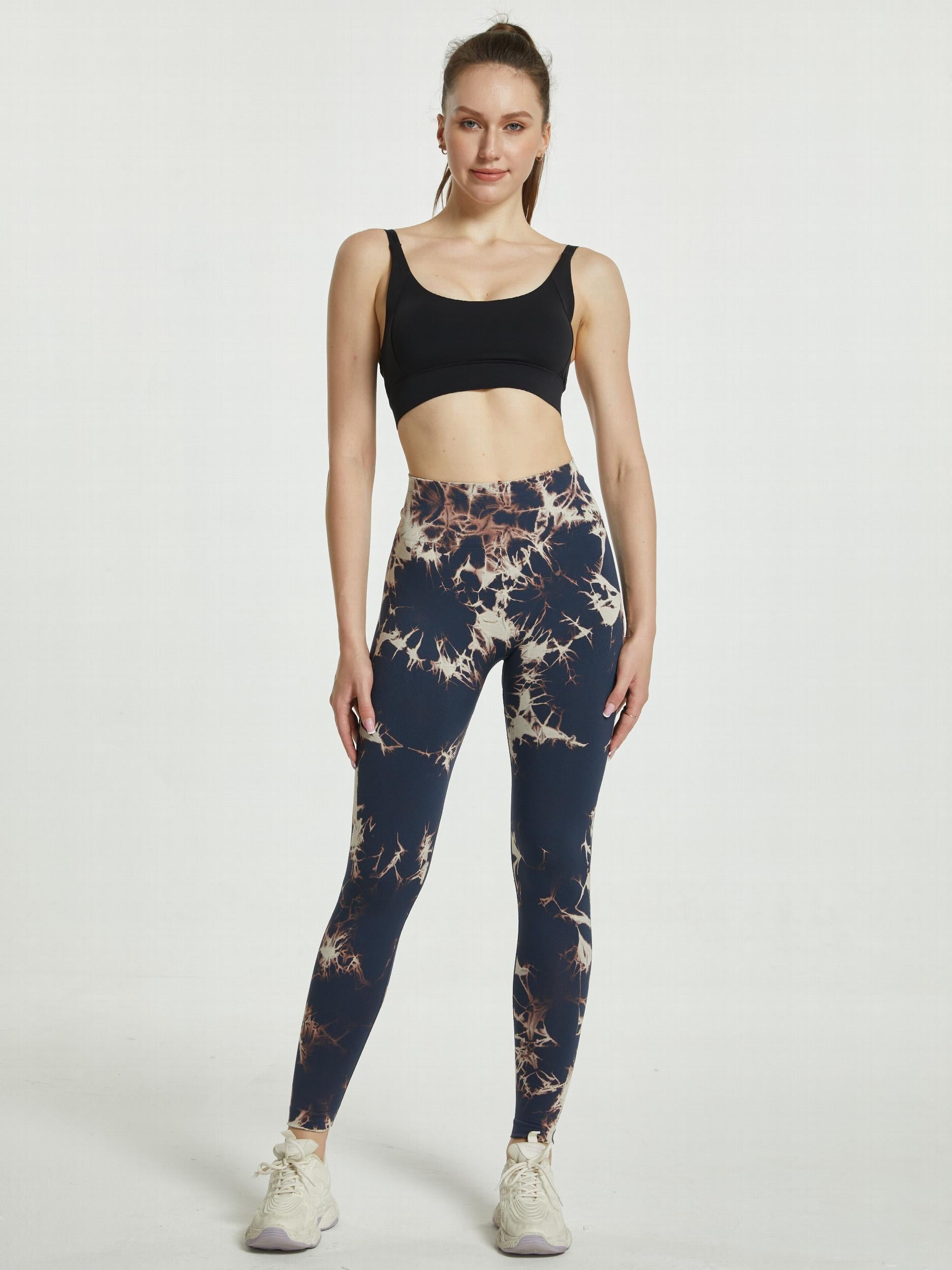 Tie Dye Yoga Leggings Seamless High Stretch Tummy Control Training Tights
