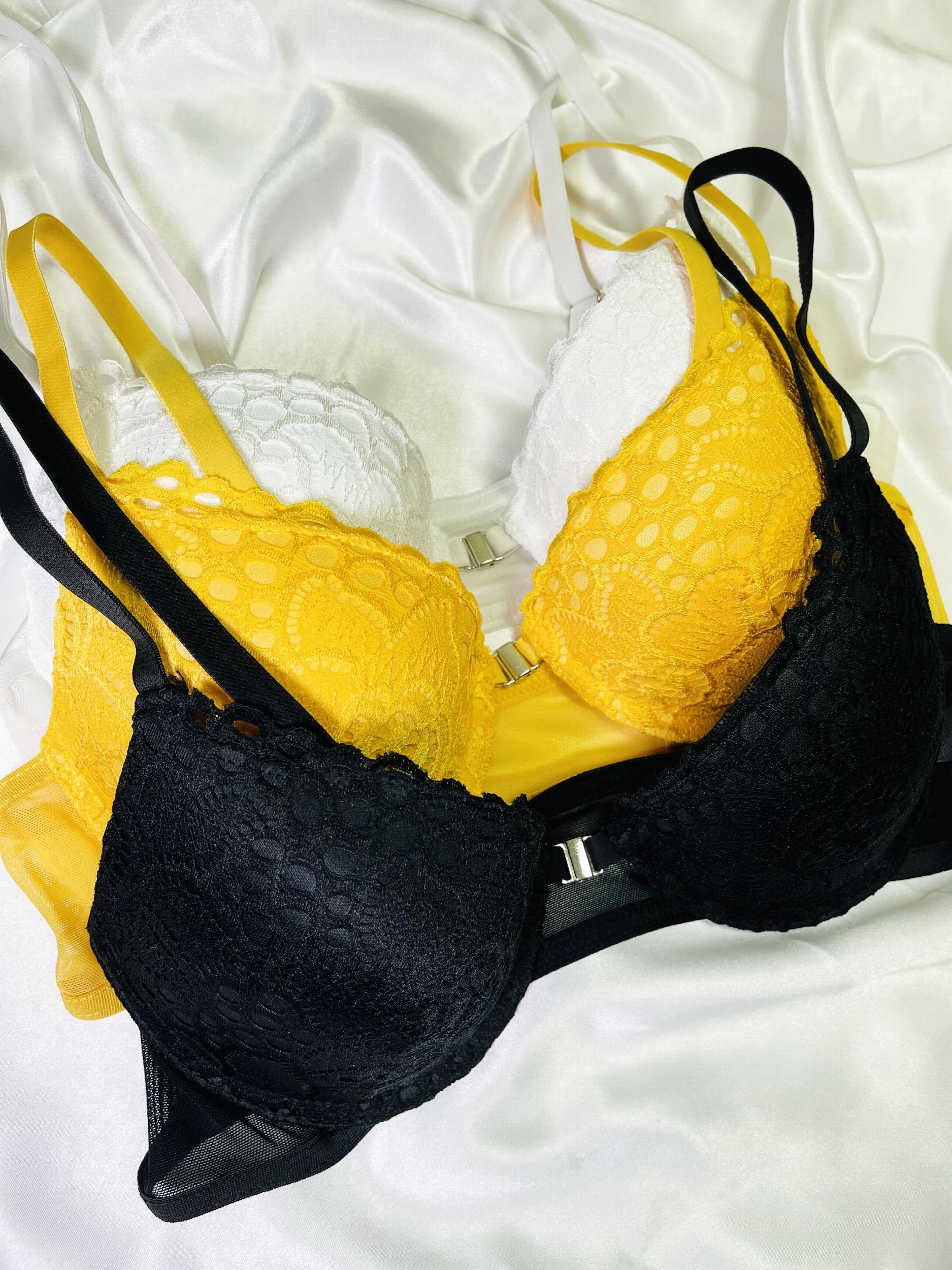 3pcs Lace Push Up Bras Front Buckle Bra Women's Lingerie