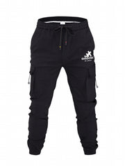 Men's Addicted Print Cargo Pants with Drawstring Pockets