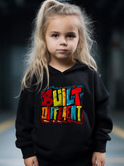 Kid's Built Different Print Outfit Hoodie & Pants Set