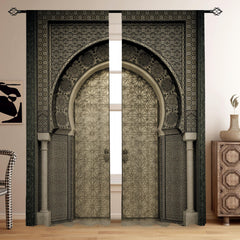 2pcs Moroccan Style Printed Curtains for Living Room Bedroom Kitchen