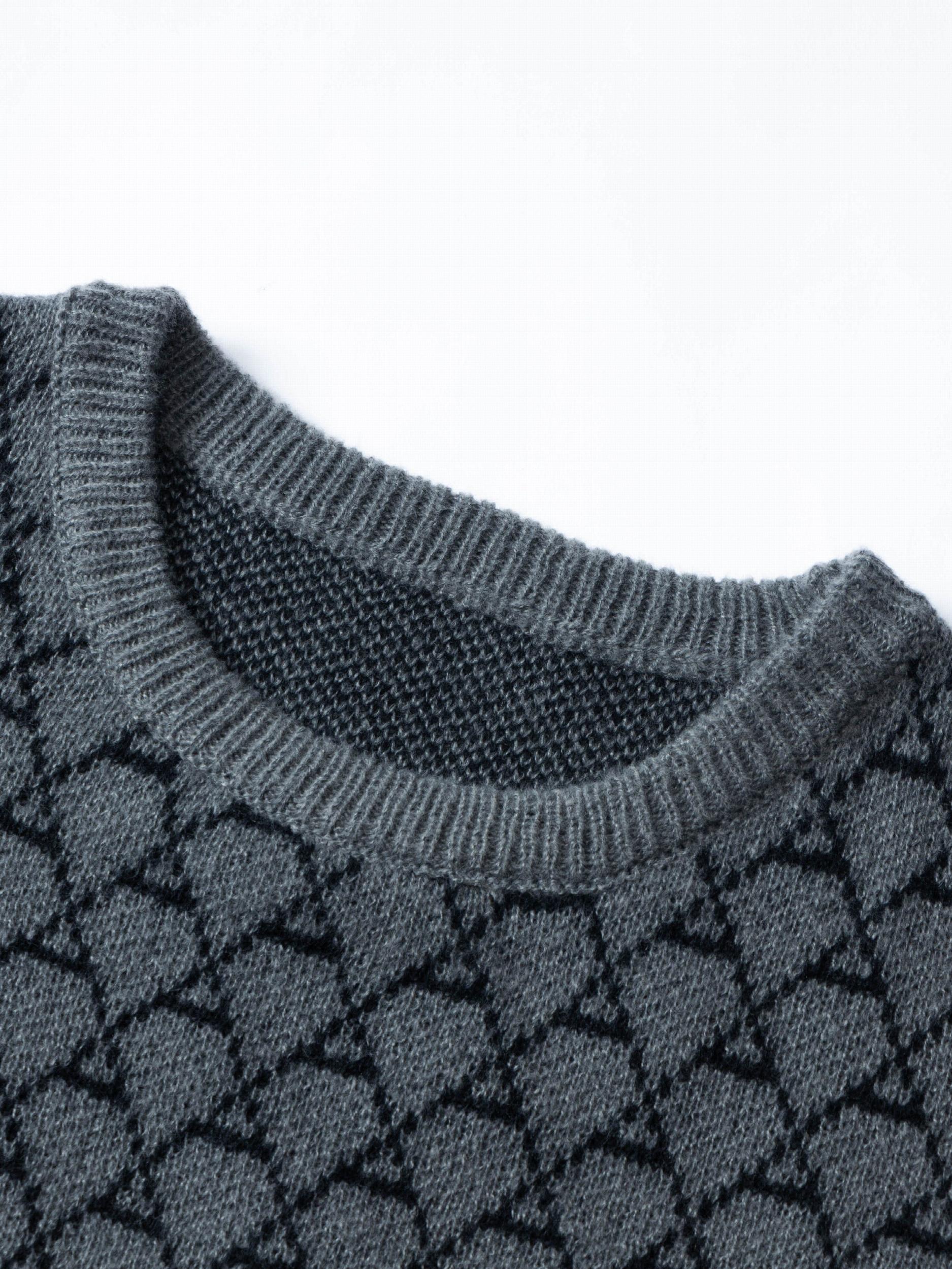 Diamond Pattern Knitted Sweater Men's Casual Warm Pullover Fall Winter