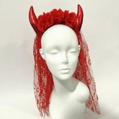 Halloween Devil Horn Lace Headband Costume Accessory
