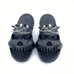 Men's Skull Slides w/ Chains Thick Bottom Comfort Slippers