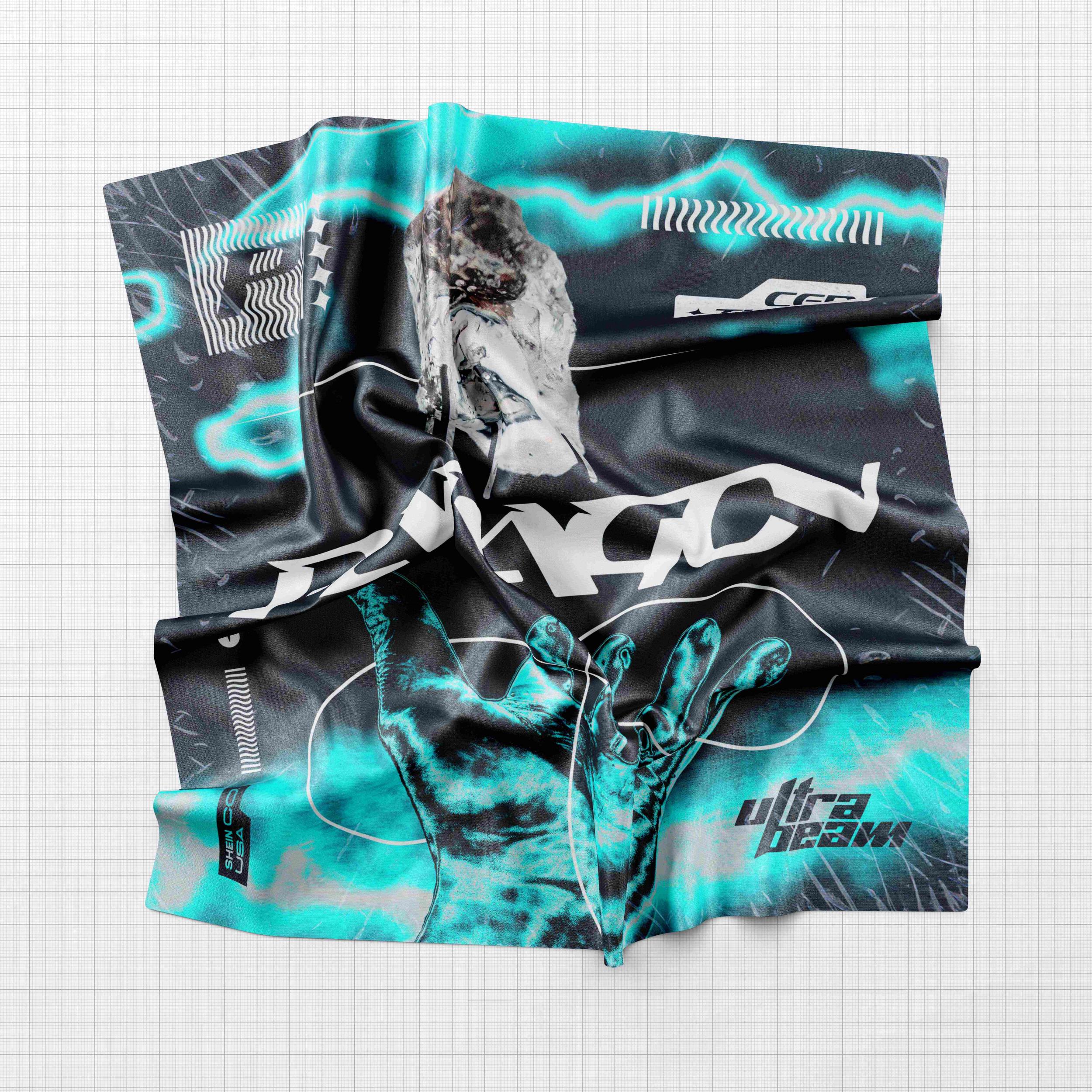 Hip Hop Tie Dye Square Scarf Letter Hand Print Bandana Punk Satin Neckerchief