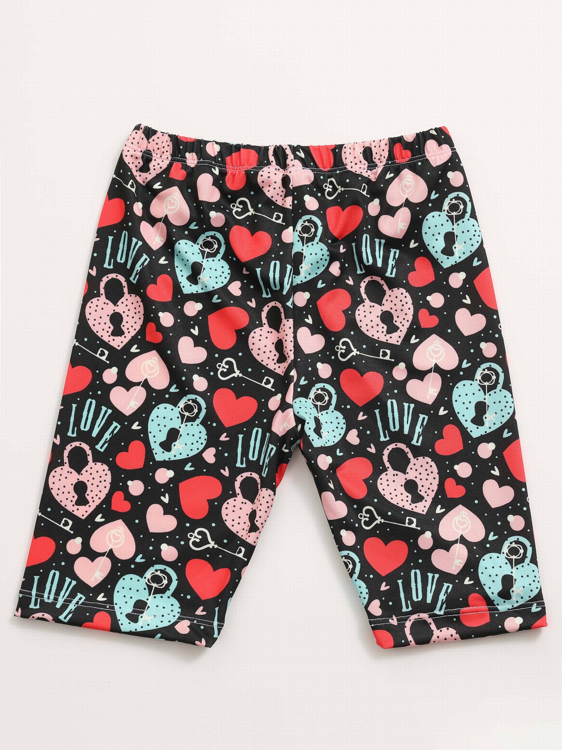 Toddler Girls Heart Pattern Dance Shorts Breathable Stretchy Safety