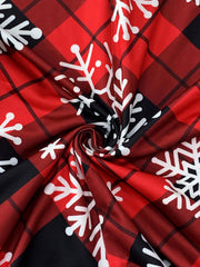 Plaid & Snowflake Print Wide Leg Jumpsuit