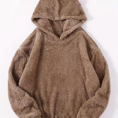Women's Plus Size Hooded Fuzzy Fleece Lounge Top