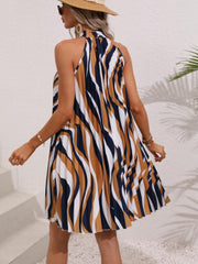Pleated Halter Neck Dress Sleeveless Summer & Spring Casual Dress