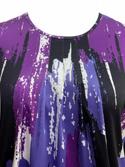 Women's Plus Brush Print Long Sleeve Top & Pants Set