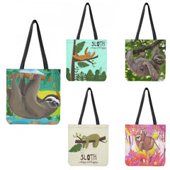 Funny Sloth Tote Bag Canvas Shoulder Handbag Large Capacity Shopping Bags