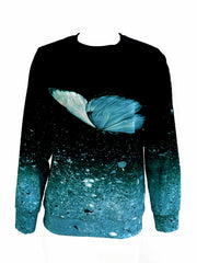 Butterfly Print Sweatshirt Crew Neck Women's Clothing
