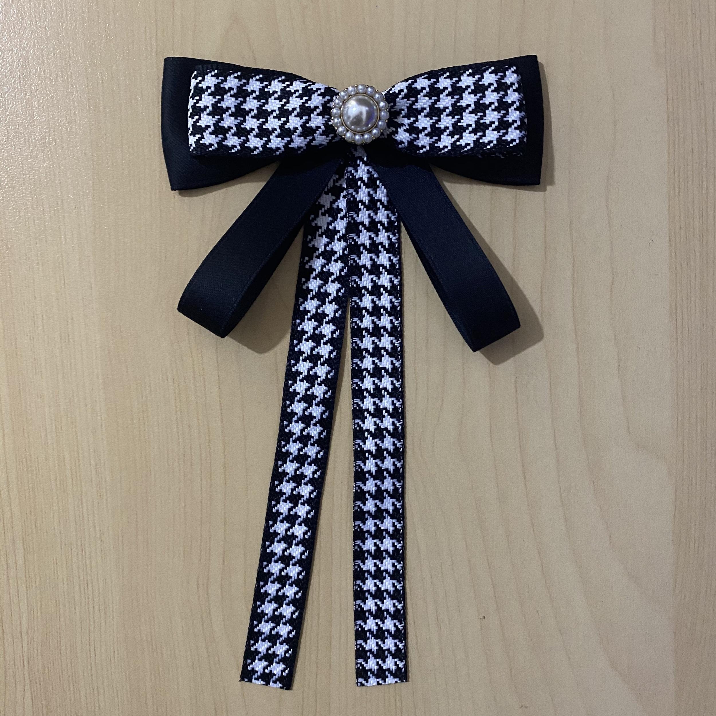 Houndstooth Bow Tie Double Layer Brooch Neck Ties