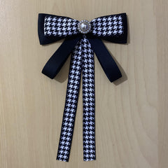 Houndstooth Bow Tie Double Layer Brooch Neck Ties