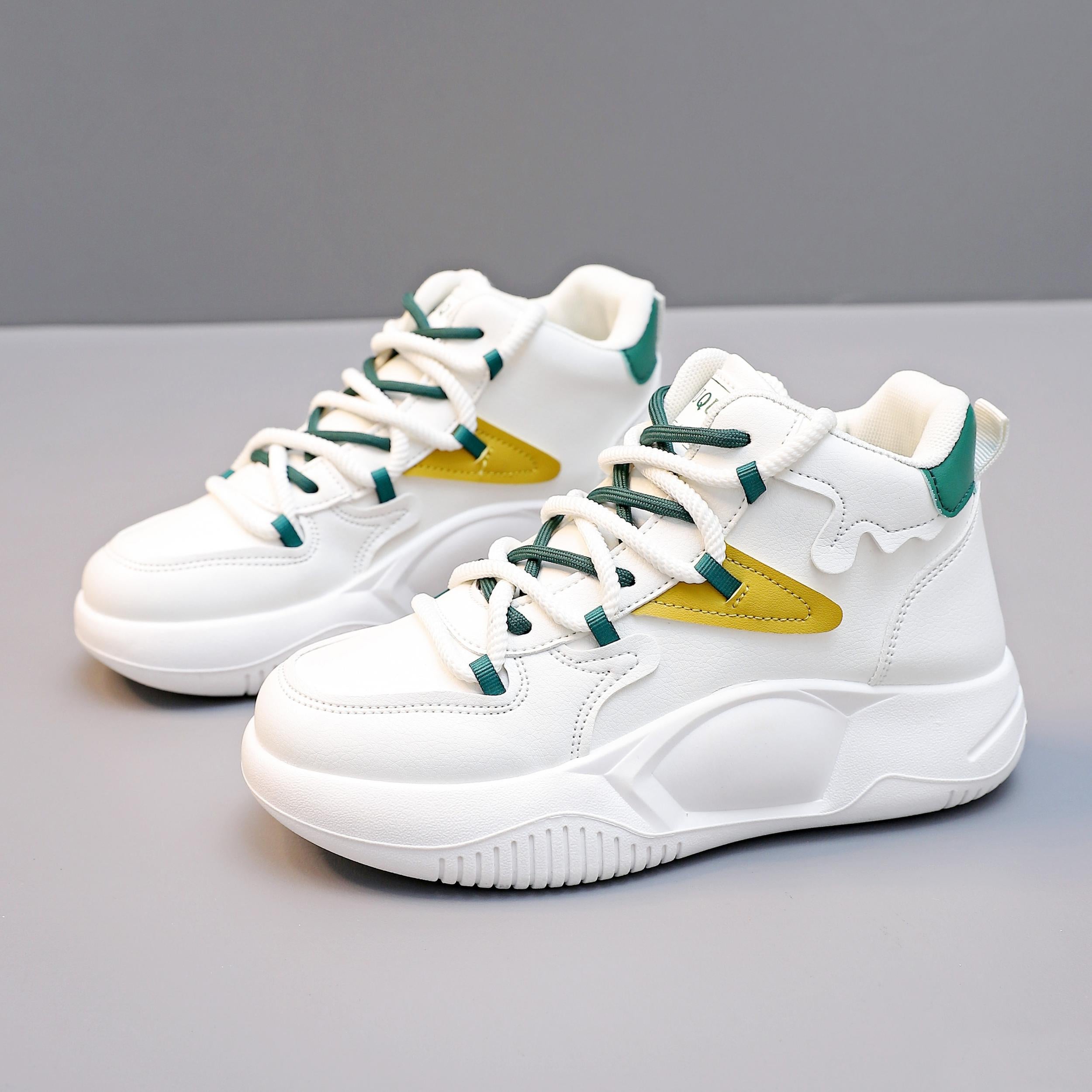 Women's Chunky Sneakers Non-slip Sports Shoes High Top Lace Up Skate Shoes