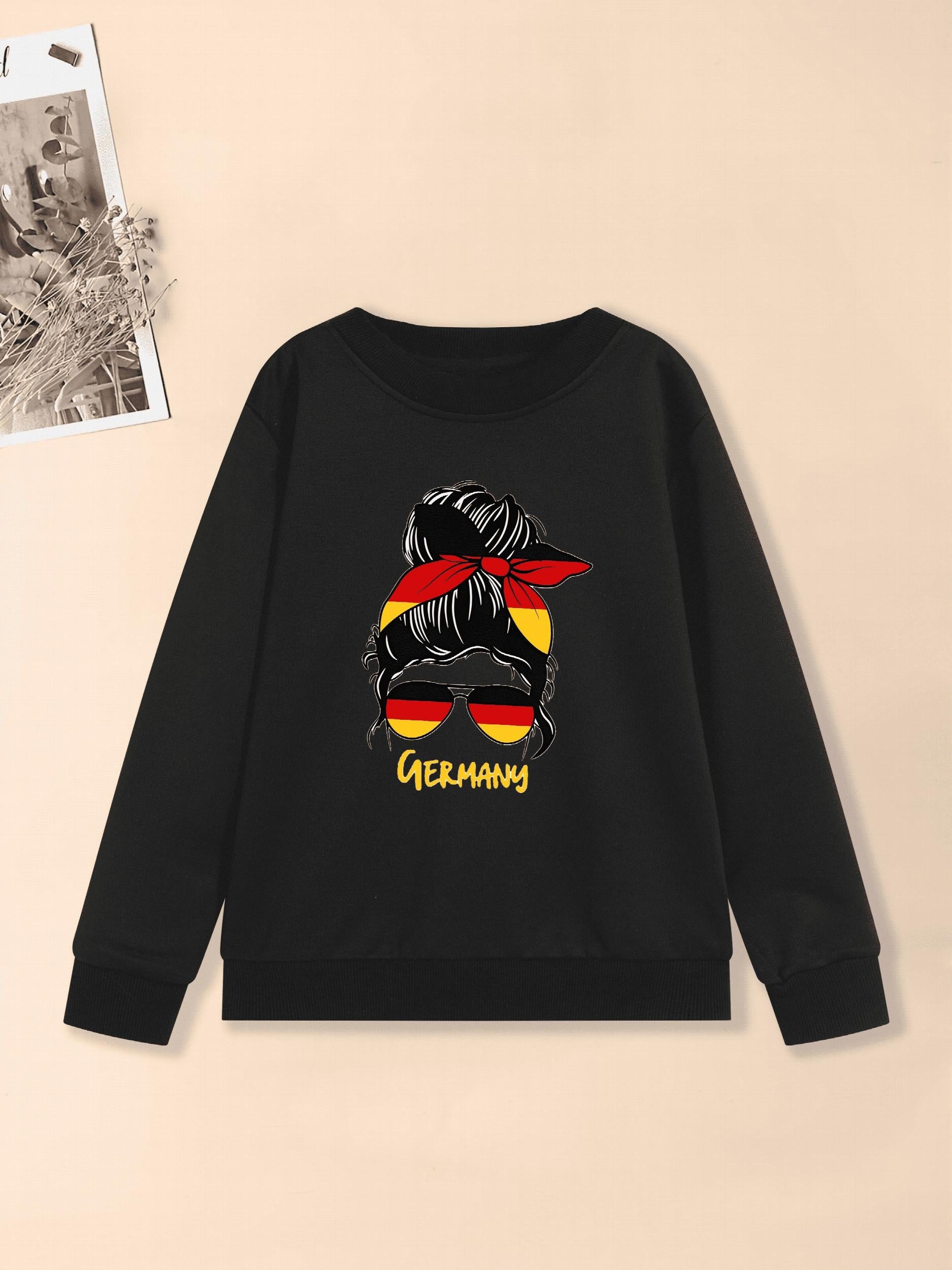 Flag Inspired Portrait Graphic Sweatshirt For Girls