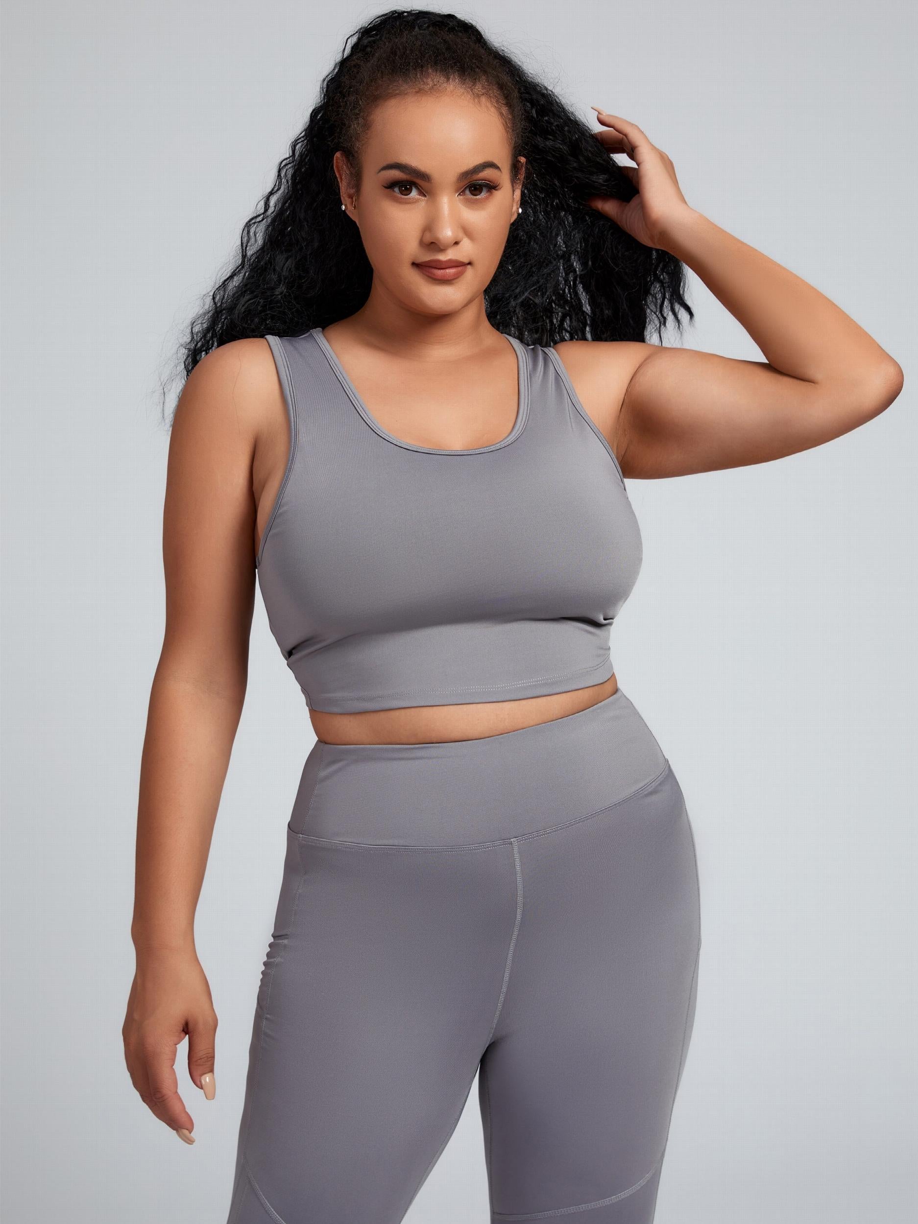 Quick Dry Sweat Absorbing Solid Yoga Sports Bra Women's Plus