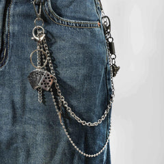 Unisex Hip hop Butterfly Cards Lightning Pants Chain