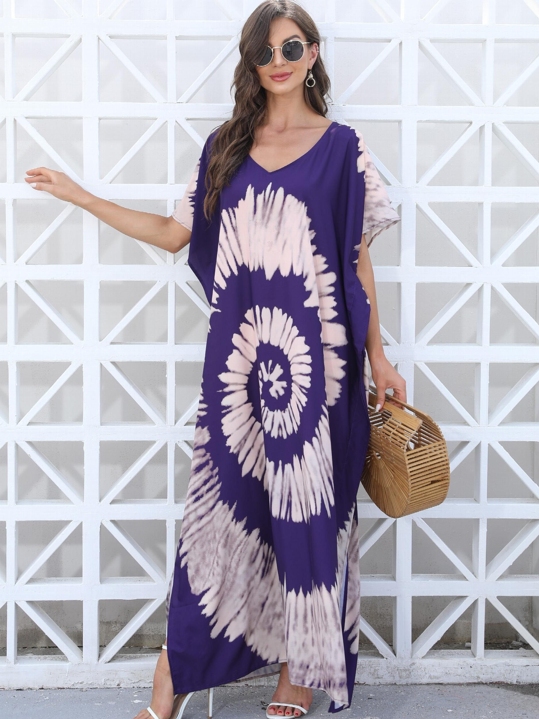 Women's Plus Spiral Tie Dye Batwing Cover Up