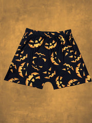 Halloween Graphic Print Elastic Waist Shorts