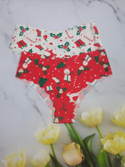 6pcs Christmas Print Briefs Scallop Trim Panties Women's Lingerie